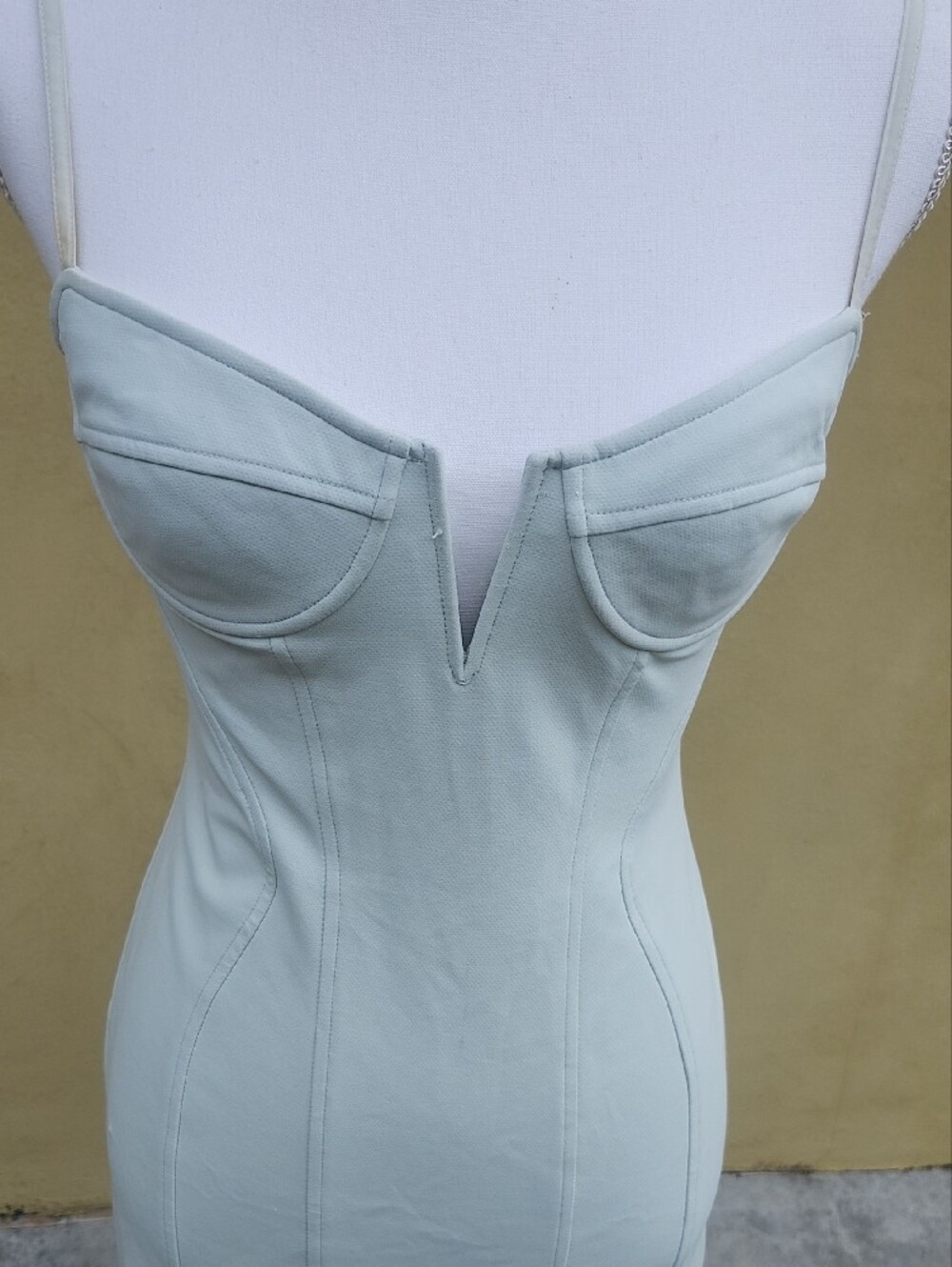 Alexander Wang Mint Green Midi Bodycon Dress with V-Notch Bust - Picture 3 of 11